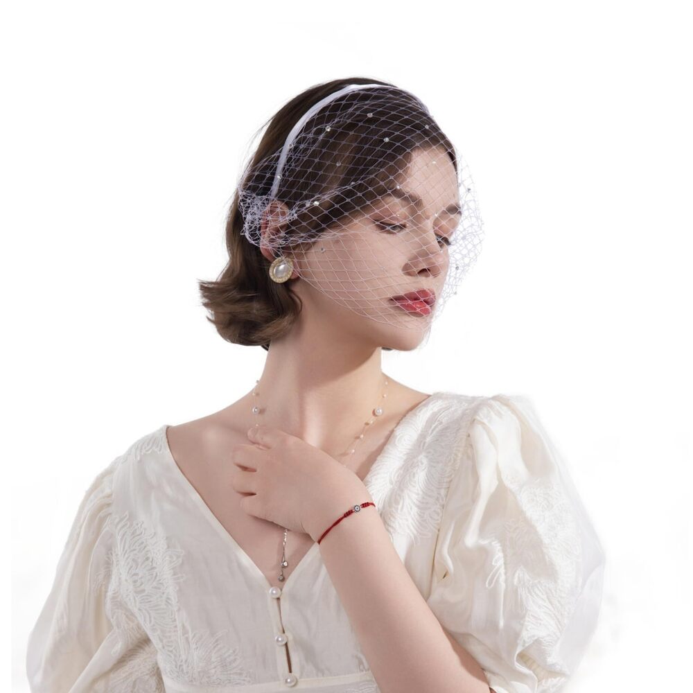 5263 Mesh Veil Headband 1920s Headpiece For Women Tea Party Bridal